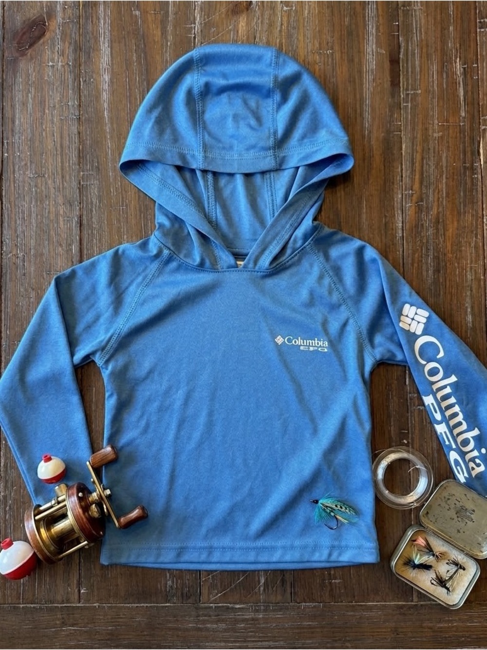 Columbia Toddler Bright Blue PFG Hooded Pull Over